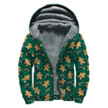 Gingerbread Man Cookies Pattern Print Sherpa Lined Zip Up Hoodie