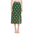 Gingerbread Man Cookies Pattern Print Side Slit Midi Skirt