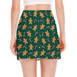Gingerbread Man Cookies Pattern Print Side Slit Mini Skirt