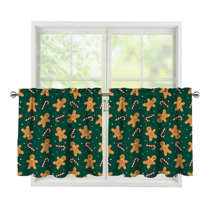 Gingerbread Man Cookies Pattern Print Tier Curtains