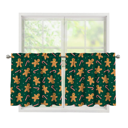 Gingerbread Man Cookies Pattern Print Tier Curtains