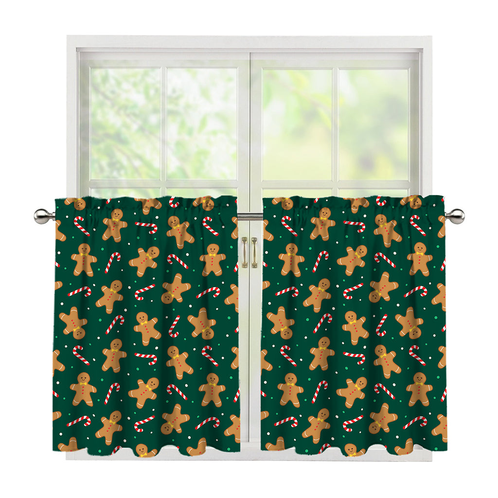 Gingerbread Man Cookies Pattern Print Tier Curtains