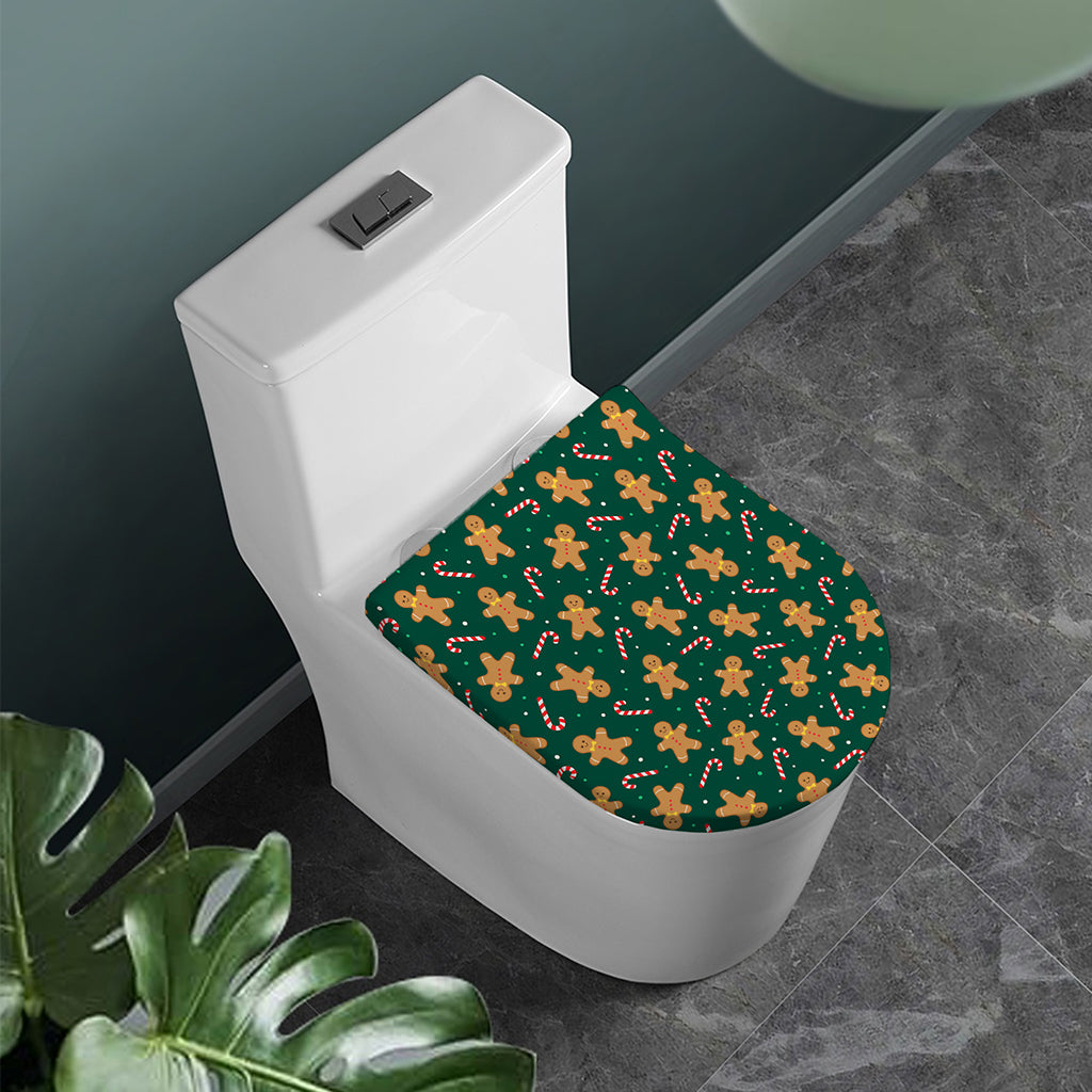 Gingerbread Man Cookies Pattern Print Toilet Lid Cover