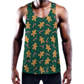 Gingerbread Man Cookies Pattern Print Men's Workout Tank Top