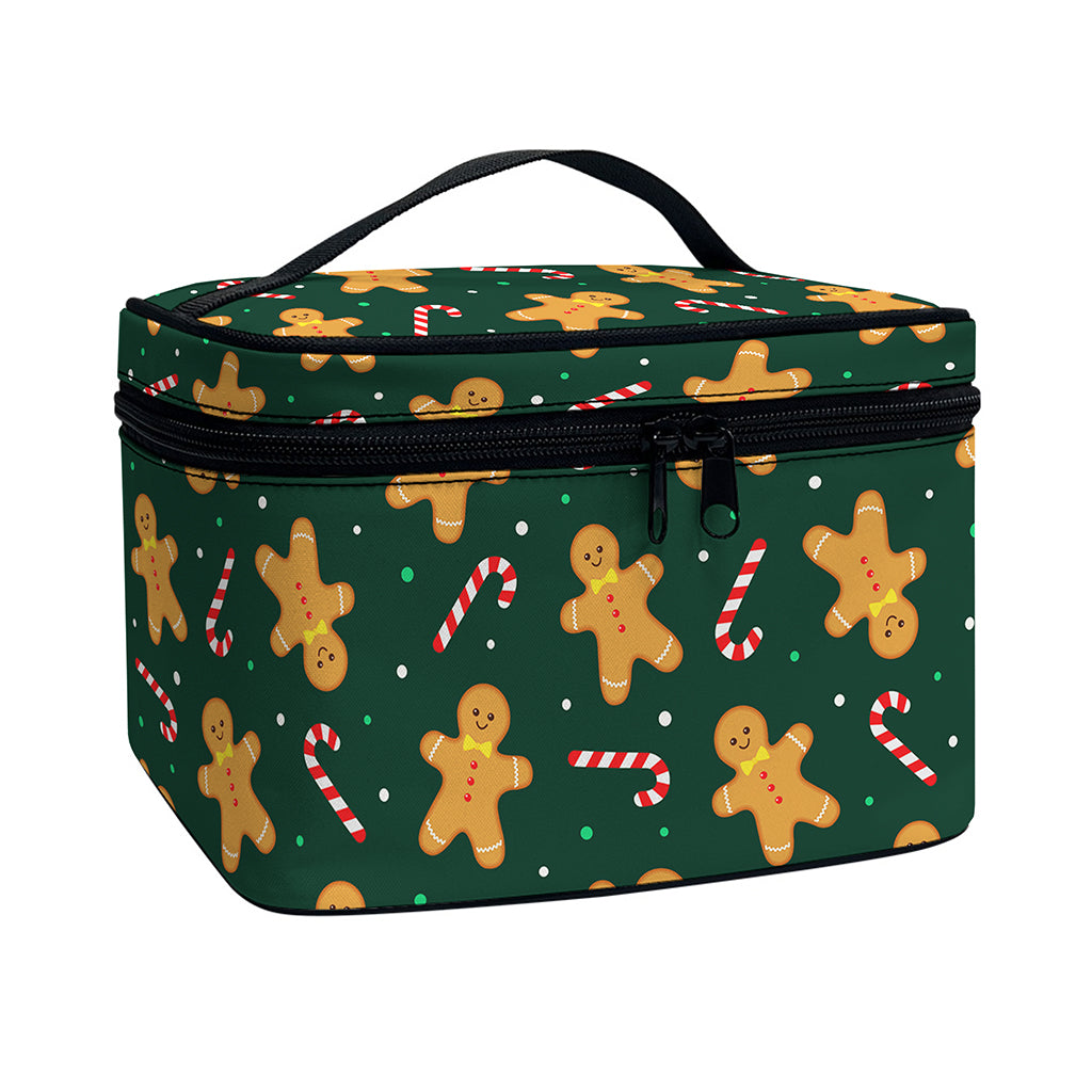 Gingerbread Man Cookies Pattern Print Travel Makeup Bag