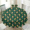 Gingerbread Man Cookies Pattern Print Waterproof Round Tablecloth