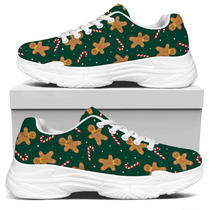 Gingerbread Man Cookies Pattern Print White Chunky Shoes