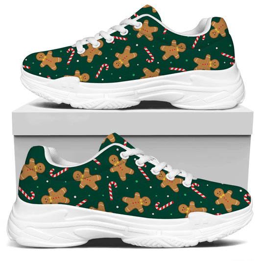 Gingerbread Man Cookies Pattern Print White Chunky Shoes