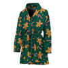 Gingerbread Man Cookies Pattern Print Women's Bathrobe