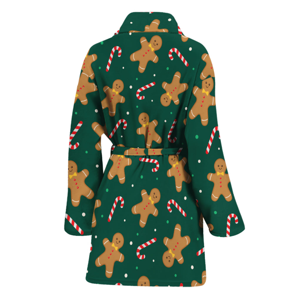 Gingerbread Man Cookies Pattern Print Women's Bathrobe
