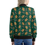 Gingerbread Man Cookies Pattern Print Women's Bomber Jacket