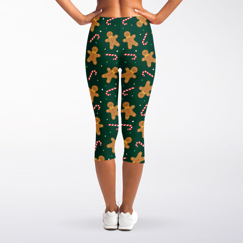 Gingerbread Man Cookies Pattern Print Women's Capri Leggings