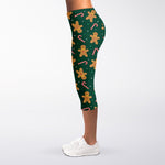 Gingerbread Man Cookies Pattern Print Women's Capri Leggings