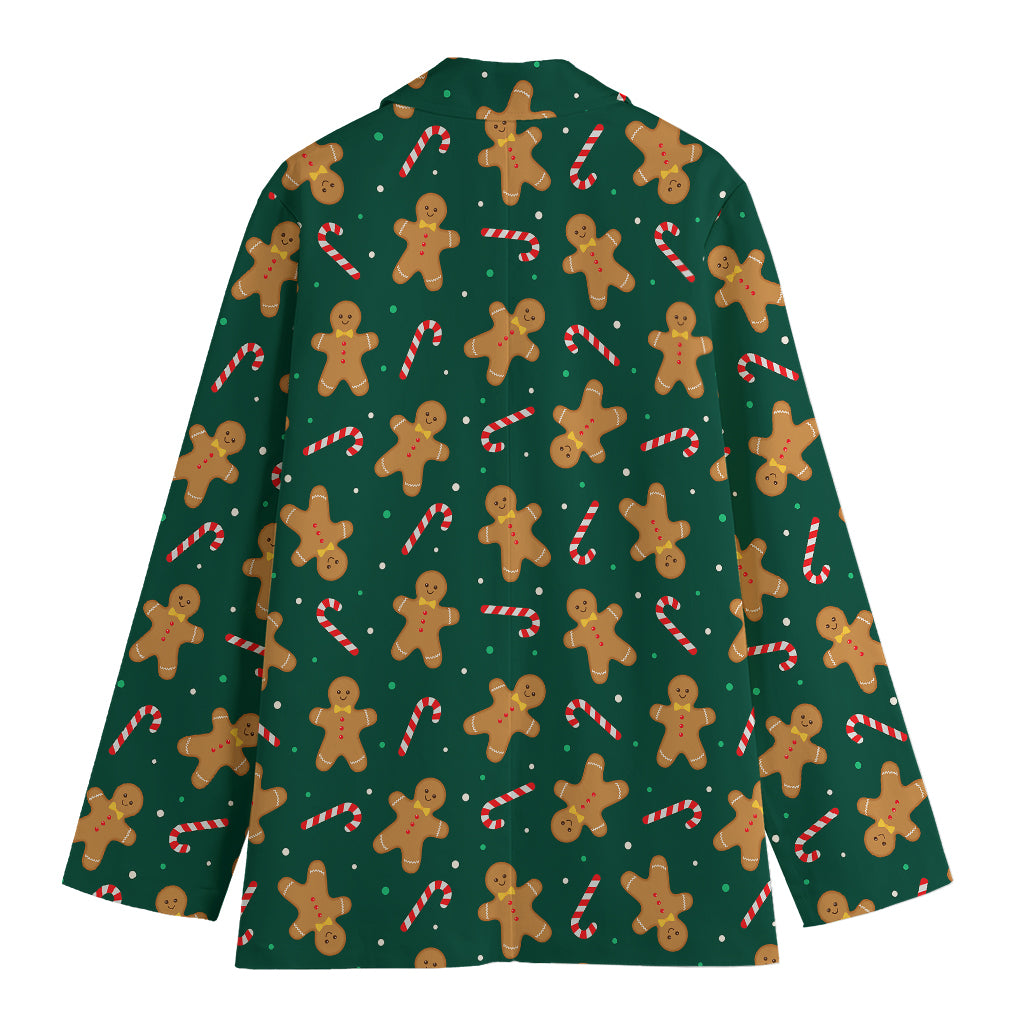 Gingerbread Man Cookies Pattern Print Women's Cotton Blazer