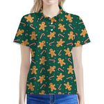 Gingerbread Man Cookies Pattern Print Women's Polo Shirt