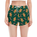 Gingerbread Man Cookies Pattern Print Women's Split Running Shorts