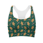 Gingerbread Man Cookies Pattern Print Women's Sports Bra