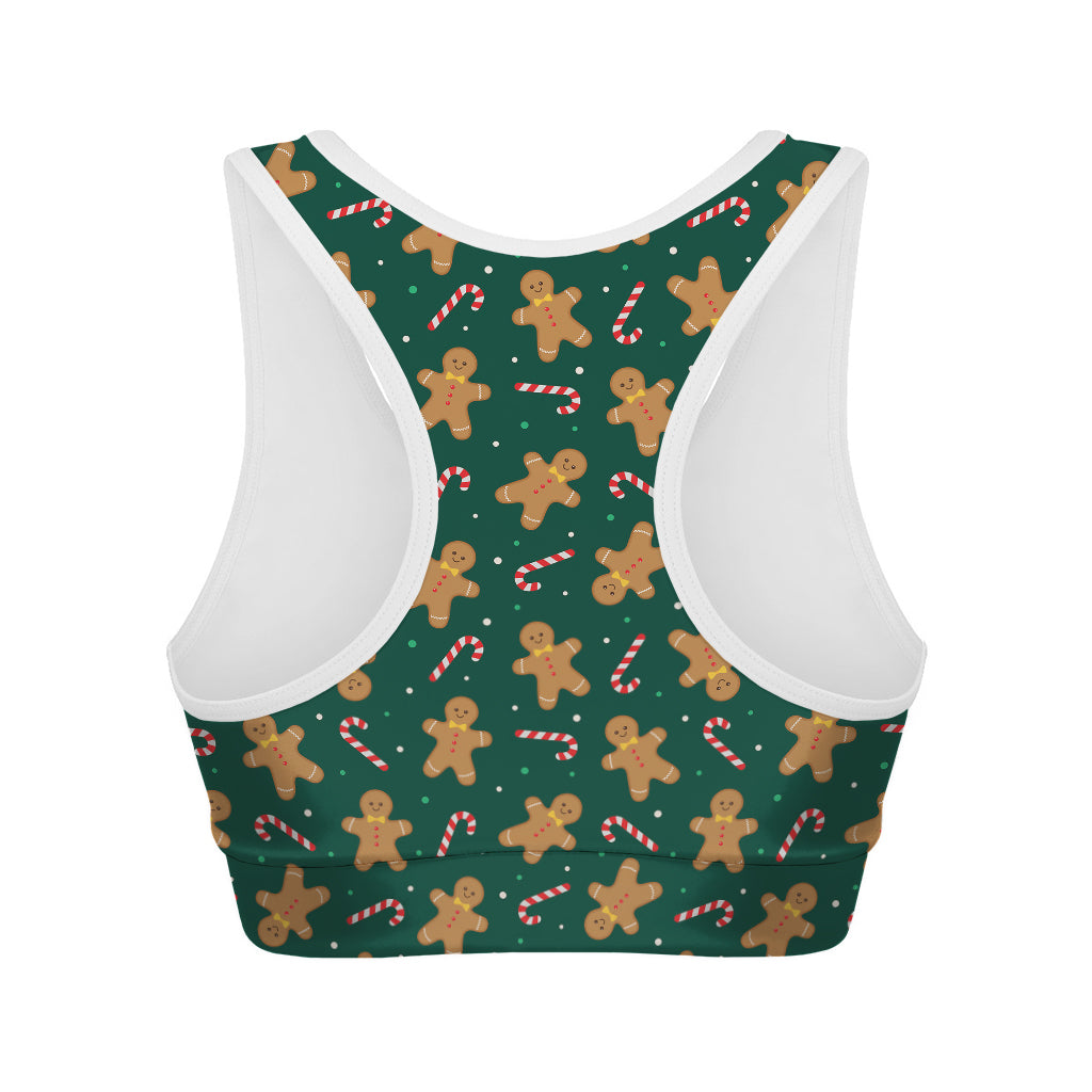 Gingerbread Man Cookies Pattern Print Women's Sports Bra