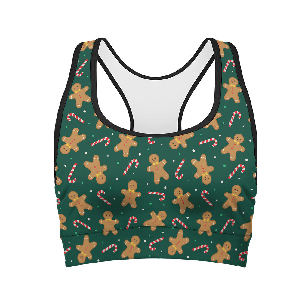 Gingerbread Man Cookies Pattern Print Women's Sports Bra