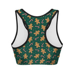 Gingerbread Man Cookies Pattern Print Women's Sports Bra