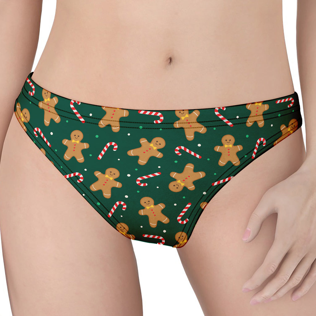 Gingerbread Man Cookies Pattern Print Women's Thong