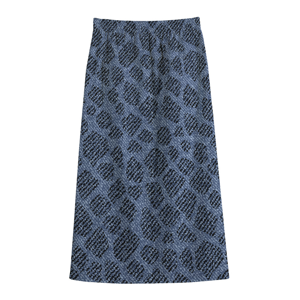 Giraffe Denim Jeans Pattern Print Cotton Front Slit Maxi Skirt