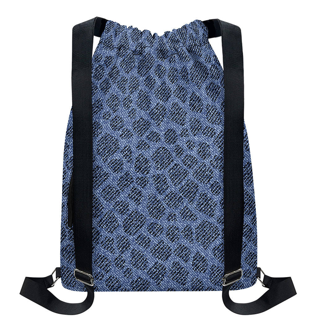 Giraffe Denim Jeans Pattern Print Drawstring Backpack