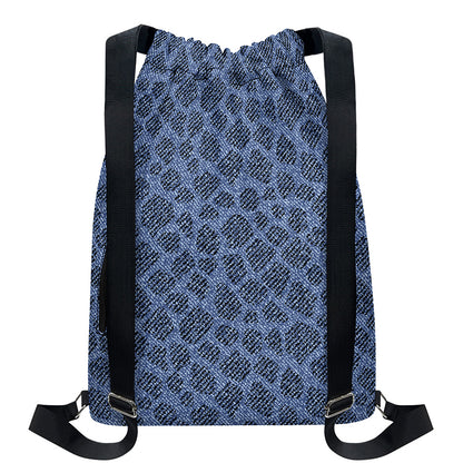 Giraffe Denim Jeans Pattern Print Drawstring Backpack