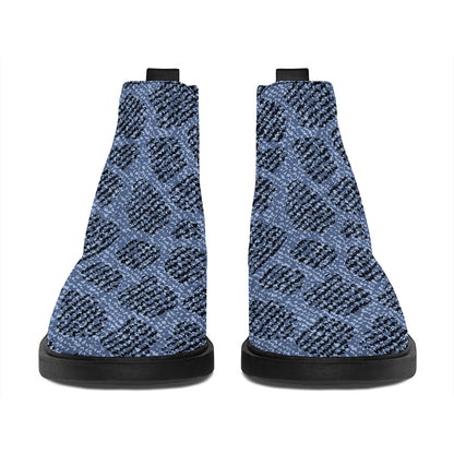 Giraffe Denim Jeans Pattern Print Flat Ankle Boots