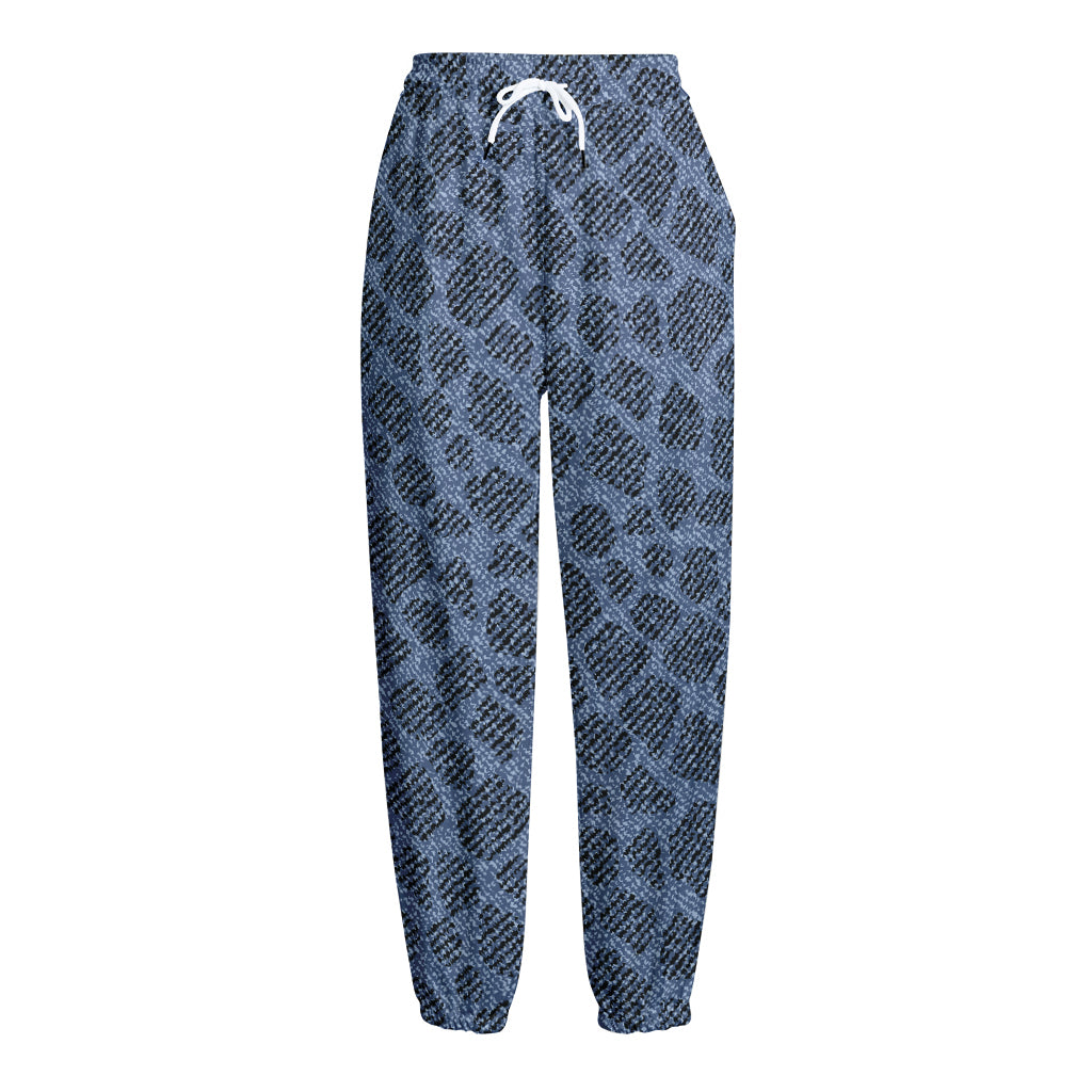 Giraffe Denim Jeans Pattern Print Fleece Lined Knit Pants