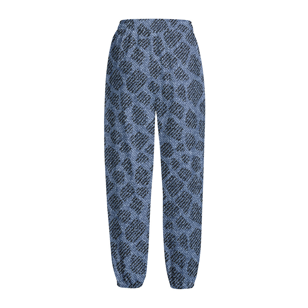 Giraffe Denim Jeans Pattern Print Fleece Lined Knit Pants