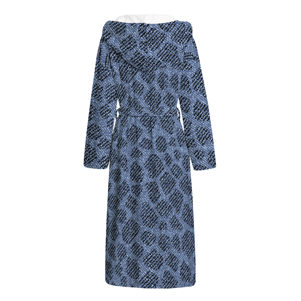 Giraffe Denim Jeans Pattern Print Hooded Bathrobe