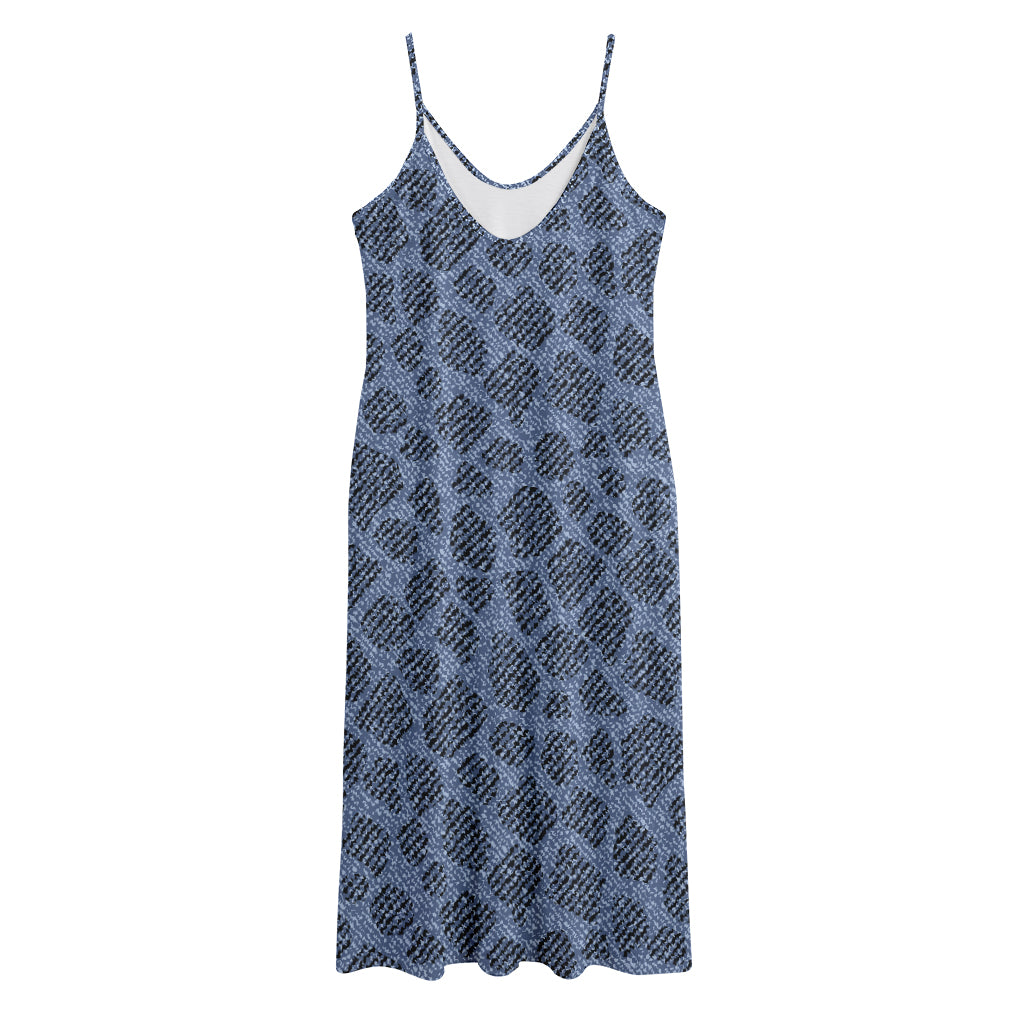Giraffe Denim Jeans Pattern Print Jersey Midi Cami Dress