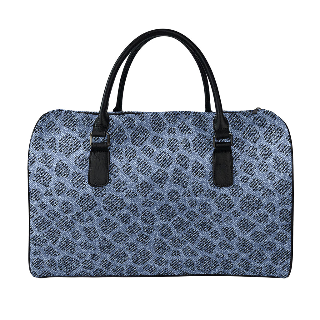 Giraffe Denim Jeans Pattern Print Leather Duffle Bag