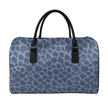 Giraffe Denim Jeans Pattern Print Leather Duffle Bag