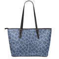Giraffe Denim Jeans Pattern Print Leather Tote Bag With Zipper