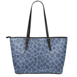 Giraffe Denim Jeans Pattern Print Leather Tote Bag