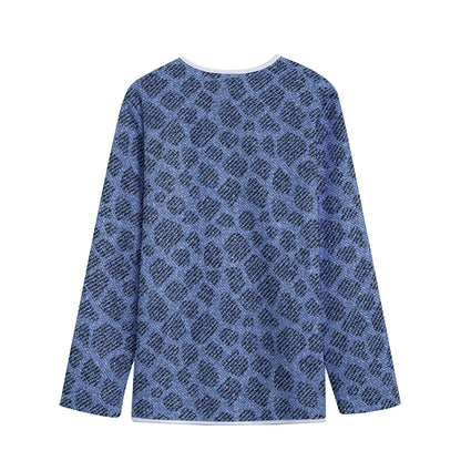Giraffe Denim Jeans Pattern Print Long Sleeve Short Coat