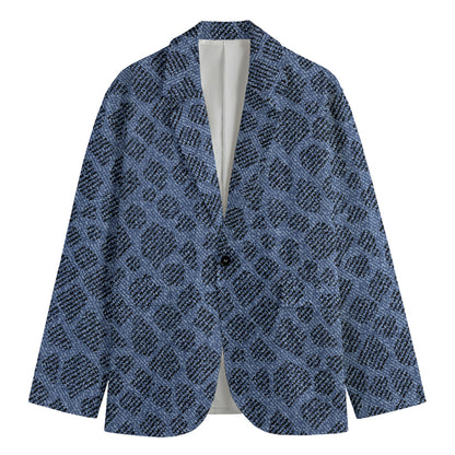 Giraffe Denim Jeans Pattern Print Men's Blazer