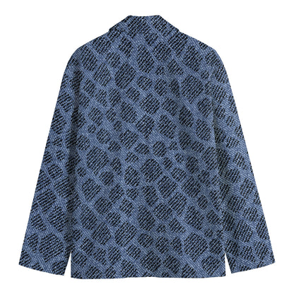 Giraffe Denim Jeans Pattern Print Men's Cotton Blazer