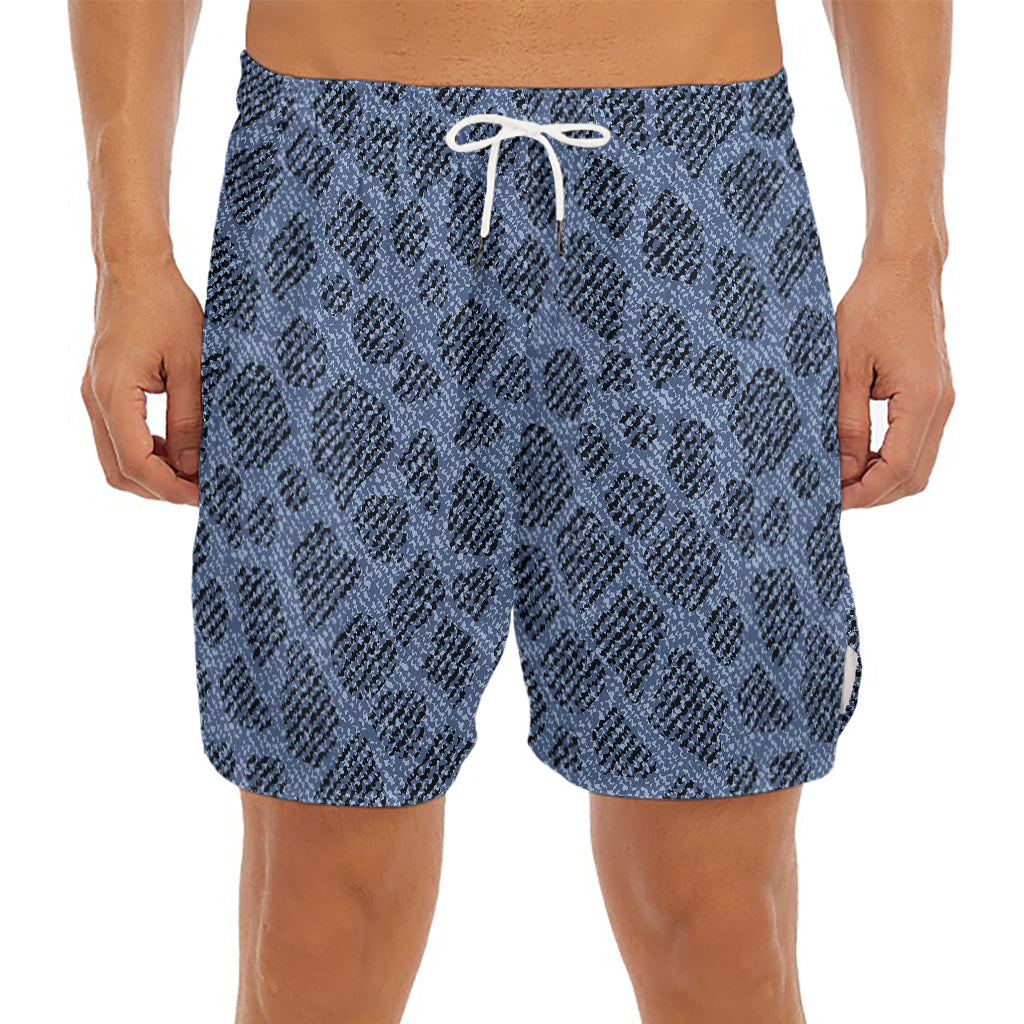 Giraffe Denim Jeans Pattern Print Men's Split Running Shorts