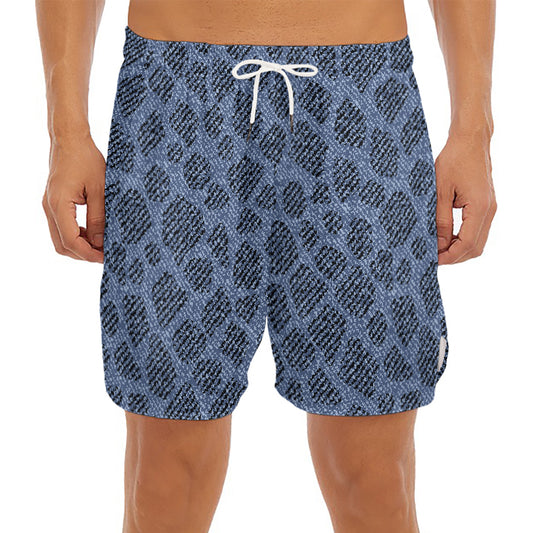 Giraffe Denim Jeans Pattern Print Men's Split Running Shorts