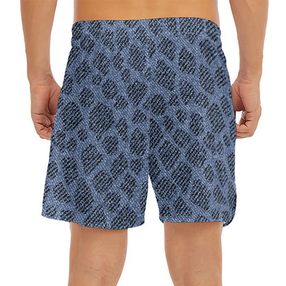 Giraffe Denim Jeans Pattern Print Men's Split Running Shorts