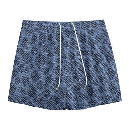 Giraffe Denim Jeans Pattern Print Mesh Shorts