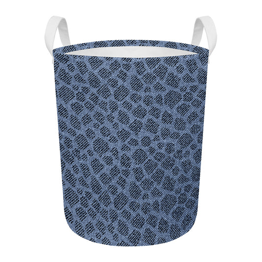 Giraffe Denim Jeans Pattern Print Round Laundry Basket
