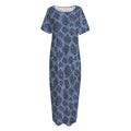 Giraffe Denim Jeans Pattern Print Short Sleeve Long Nightdress