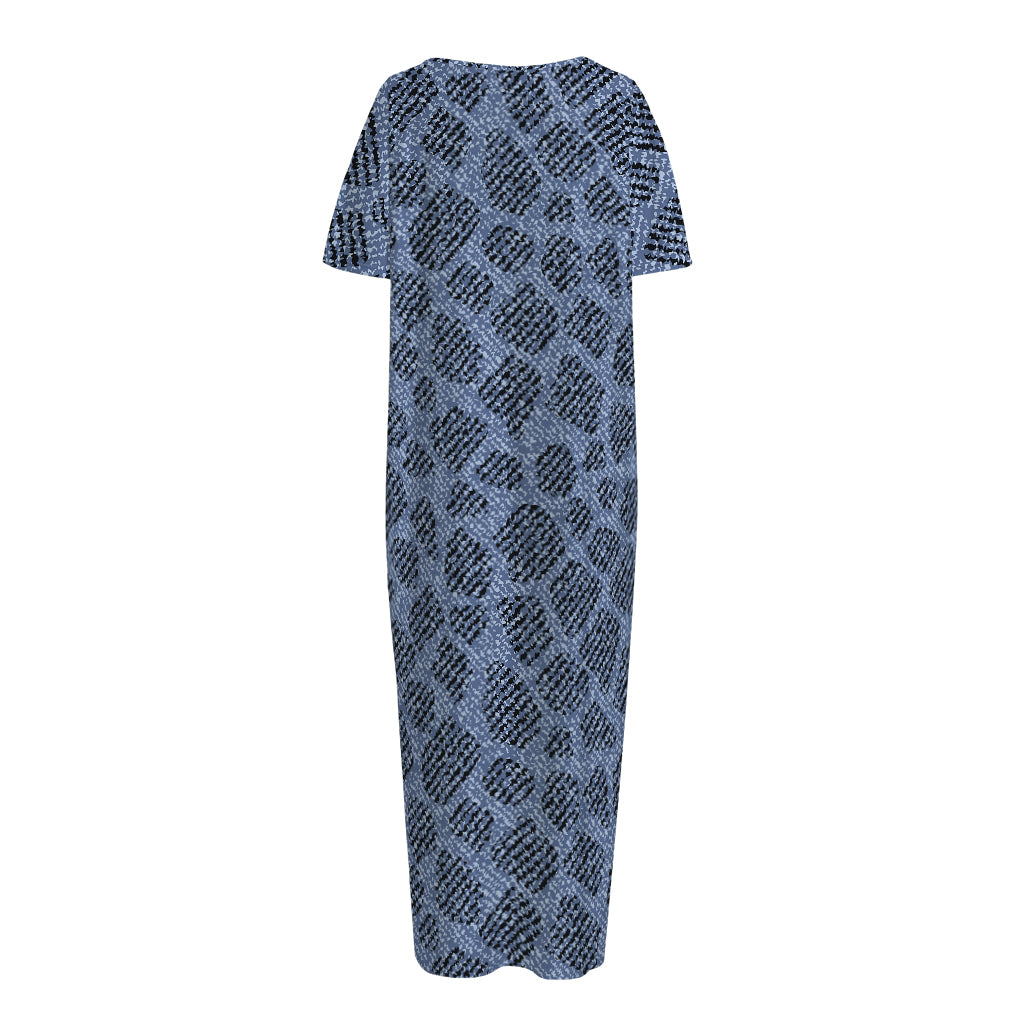 Giraffe Denim Jeans Pattern Print Short Sleeve Long Nightdress