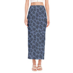 Giraffe Denim Jeans Pattern Print Side Slit Maxi Skirt