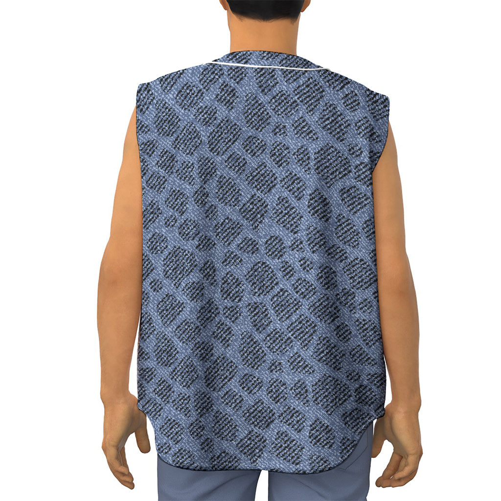 Giraffe Denim Jeans Pattern Print Sleeveless Baseball Jersey
