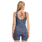 Giraffe Denim Jeans Pattern Print Sleeveless One Piece Swimsuit